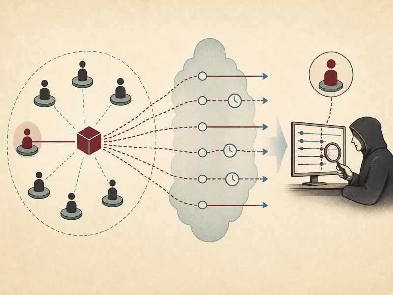 An observer uses selectively delayed network paths to identify which anonymous validator proposed a block.
